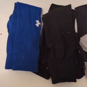 Under Armour Adidas Soccer Blue and Black Socks 3 Pairs